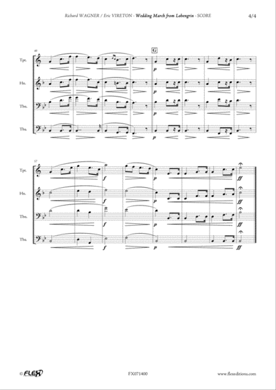 Wedding March from Lohengrin Brass Quartet scores gallery preview page 4