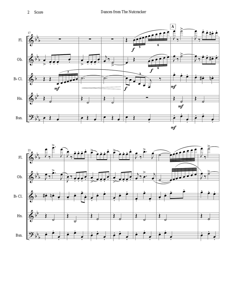 Six Dances from The Nutcracker by Tchaikowsky for Woodwind Quintet Woodwind Quintet scores gallery preview page 2