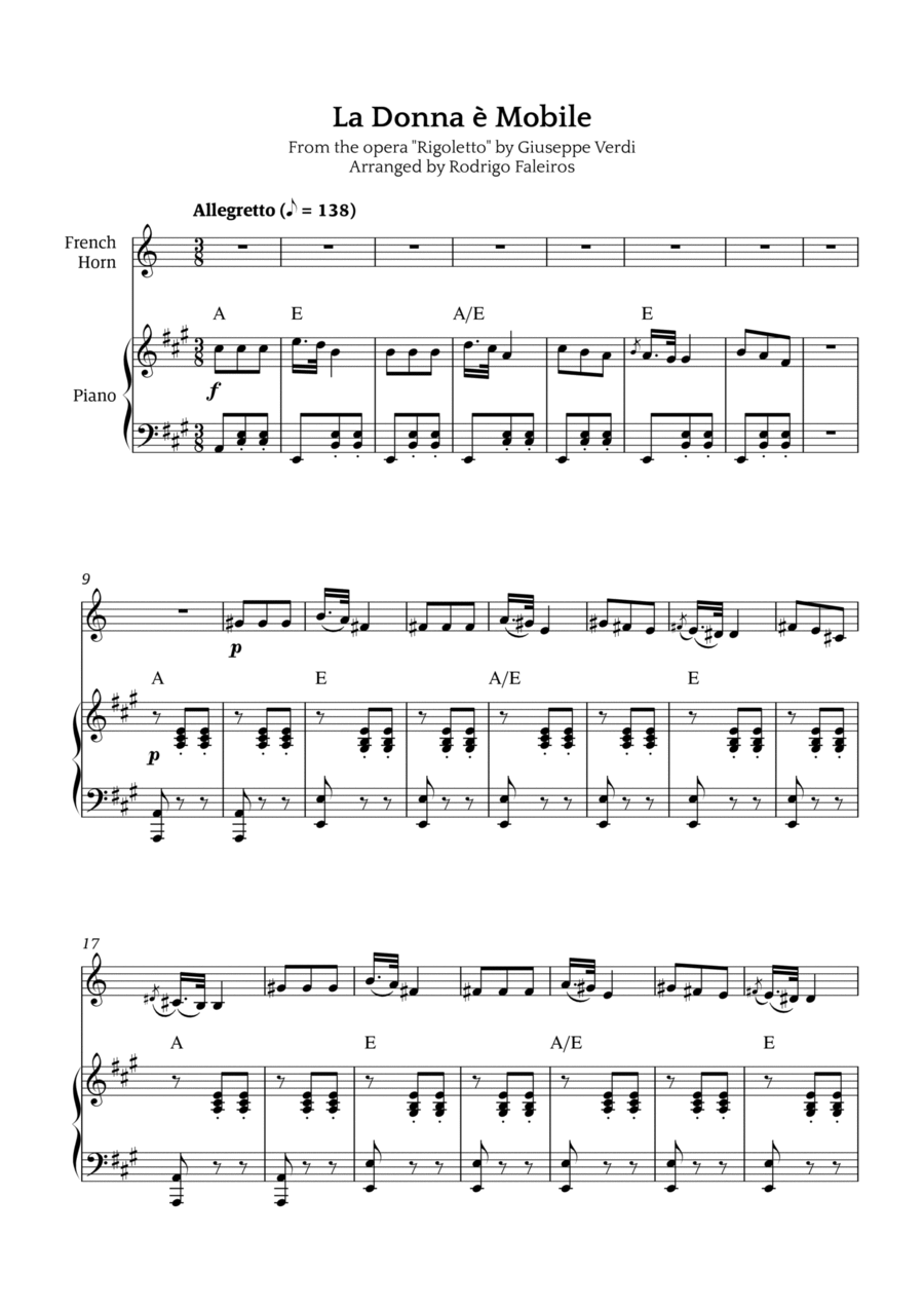 La Donna è Mobile Chamber Music scores gallery preview page 1