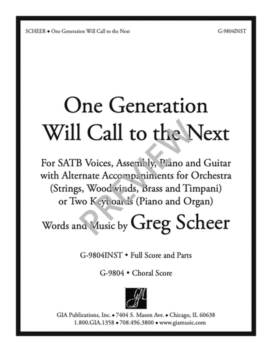 One Generation Will Call to the Next - Full Score and Parts