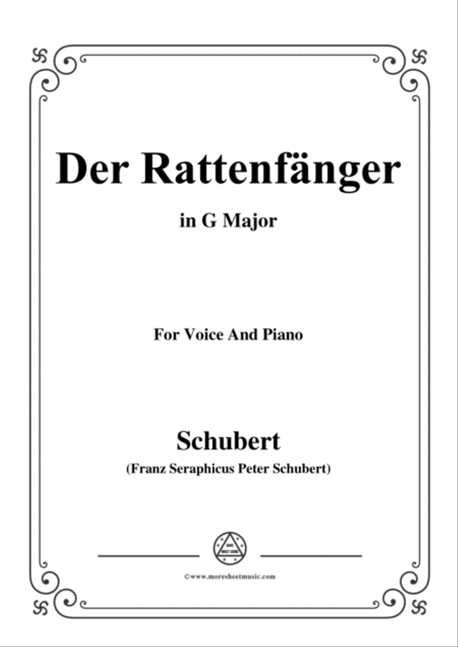 Schubert-Der Rattenfänger,in G Major,for Voice&Piano Voice scores gallery preview page 1