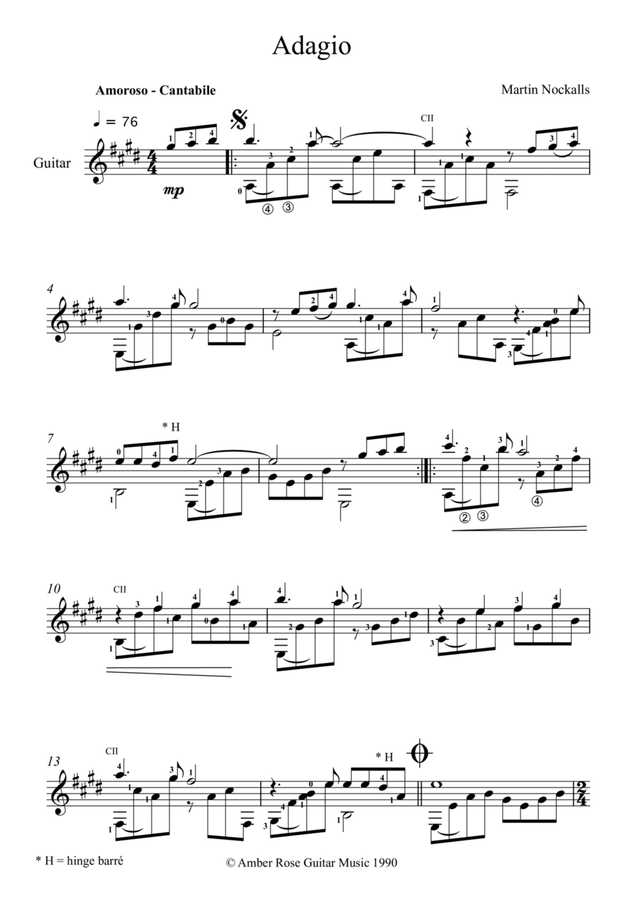 Adagio Classical Guitar scores gallery preview page 1