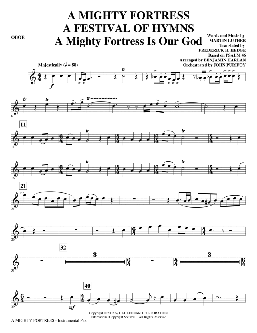 A Mighty Fortress - A Festival of Hymns - Oboe