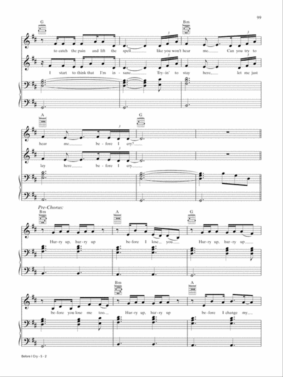 Before I Cry (from A Star Is Born) Piano, Vocal, Guitar scores gallery preview page 2