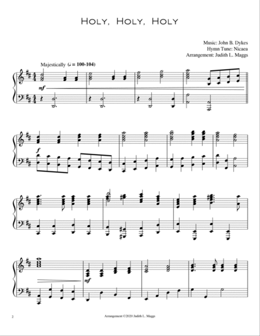 Holy, Holy, Holy (Hymn Tune: Nicaea) Piano Solo scores gallery preview page 2