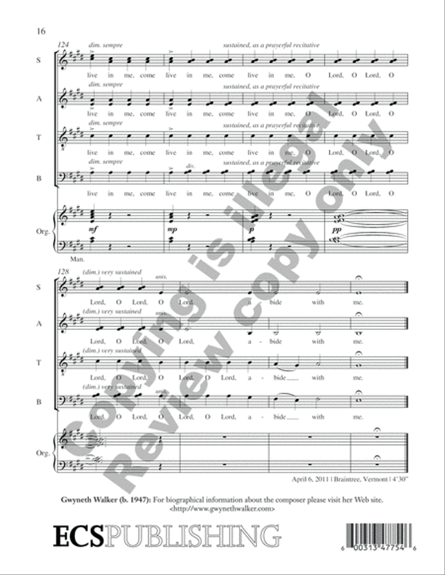 Songs of Faith: 5. Abide With Me 4-Part scores gallery preview page 9