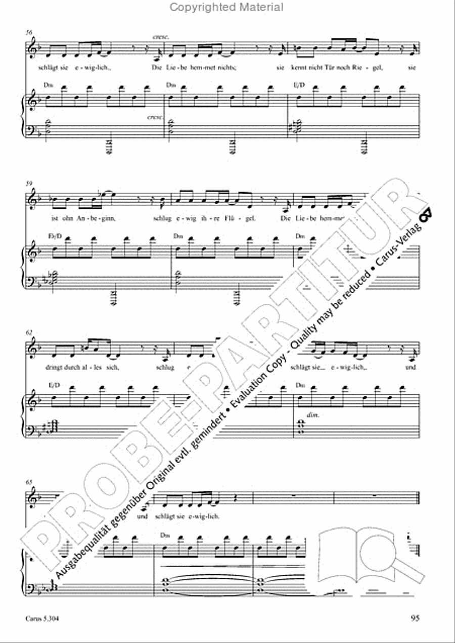 Schindler: Rosenzeit. Ein Liederzyklus uber die Liebe. Chansons fur Singstimme und Klavier Piano scores gallery preview page 96
