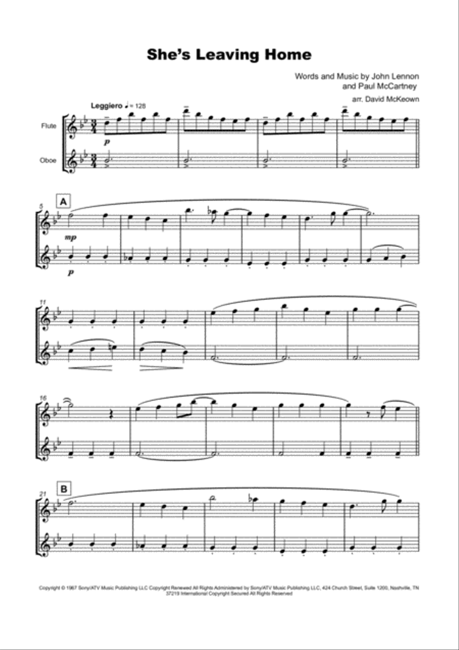 She's Leaving Home Woodwind Duet scores gallery preview page 2