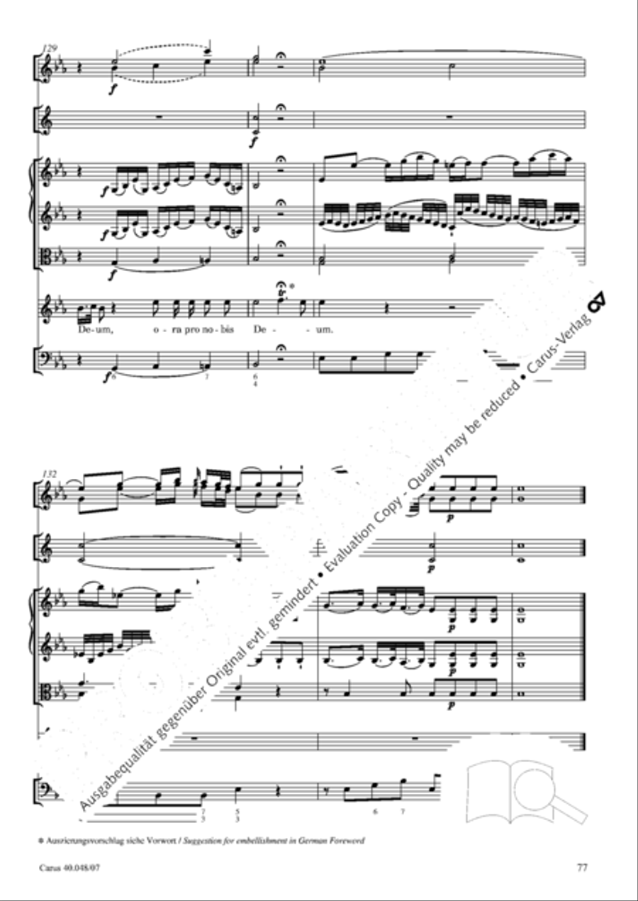 Regina coeli in B-Flat Major, K. 127 4-Part scores gallery preview page 78