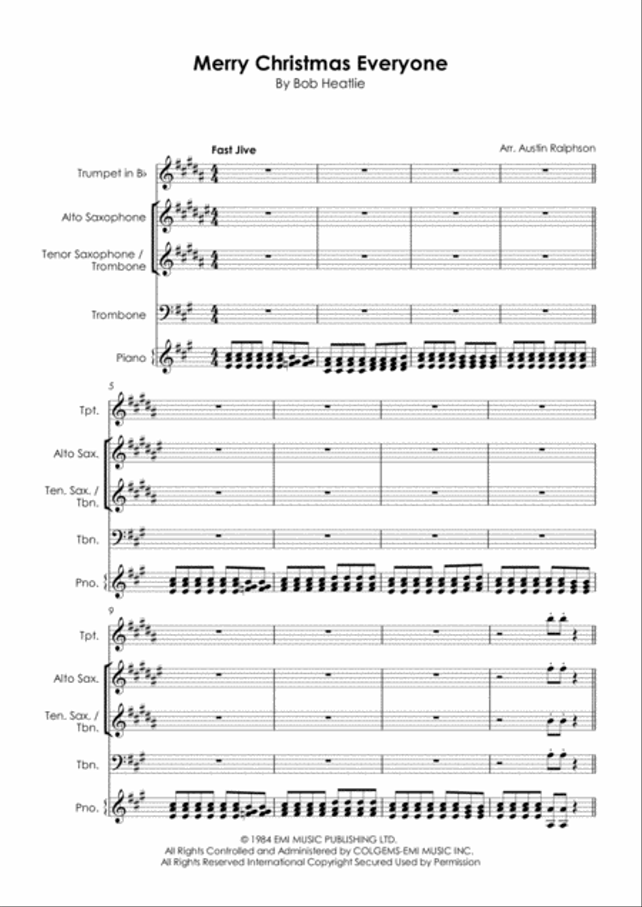 Merry Christmas Everyone Tenor Saxophone scores gallery preview page 3