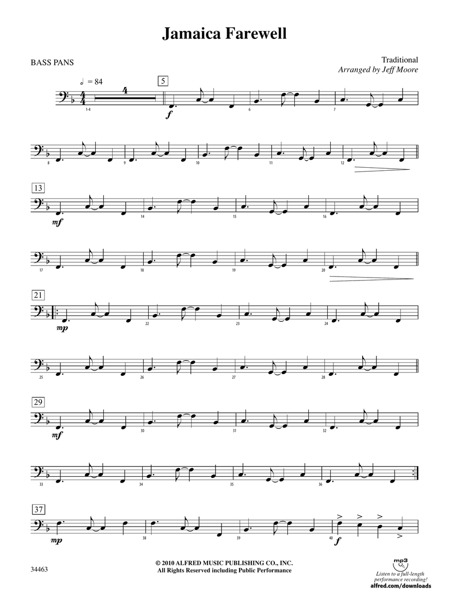 Jamaica Farewell: 4th Percussion