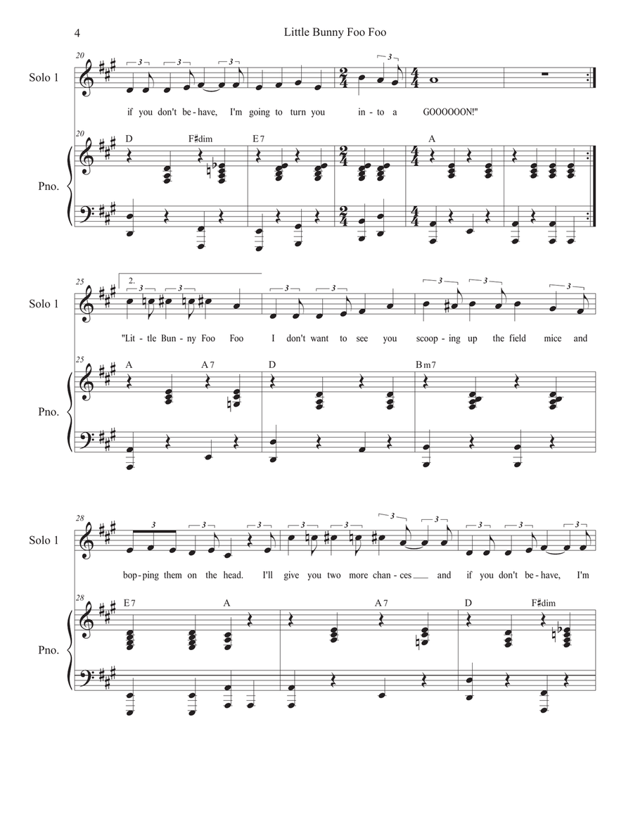 Little Bunny Foo Foo (Vocal Trio - (SAB) 3-Part scores gallery preview page 4