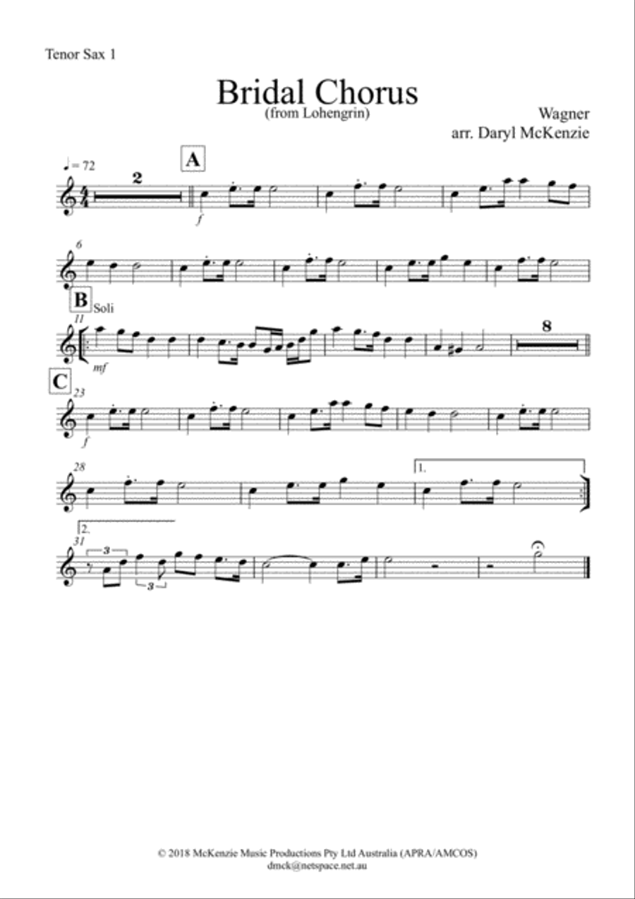 Bridal Chorus (from Lohengrin) for Big Band Saxophone scores gallery preview page 6