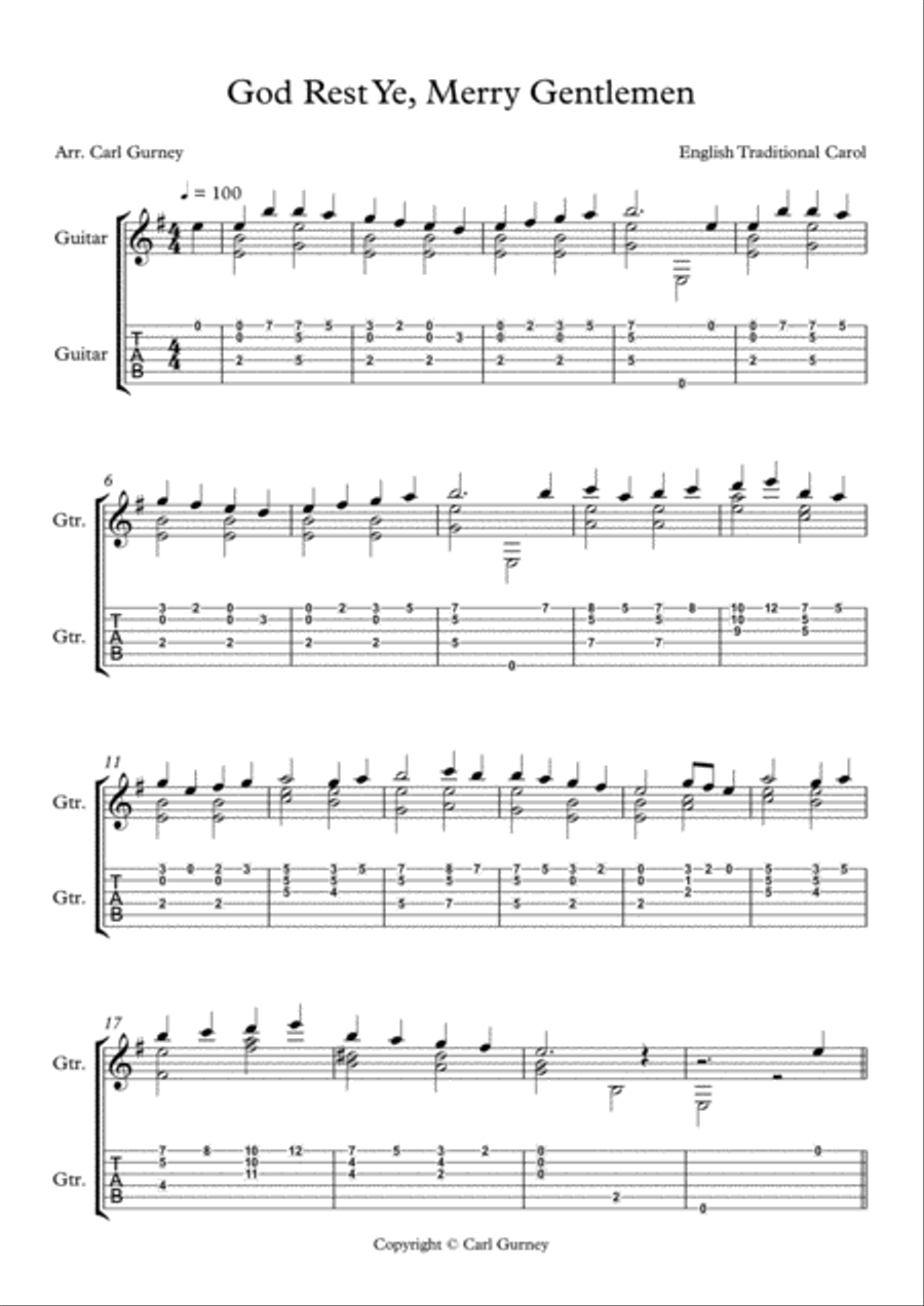 God Rest Ye Merry Gentlemen Acoustic Guitar scores gallery preview page 2