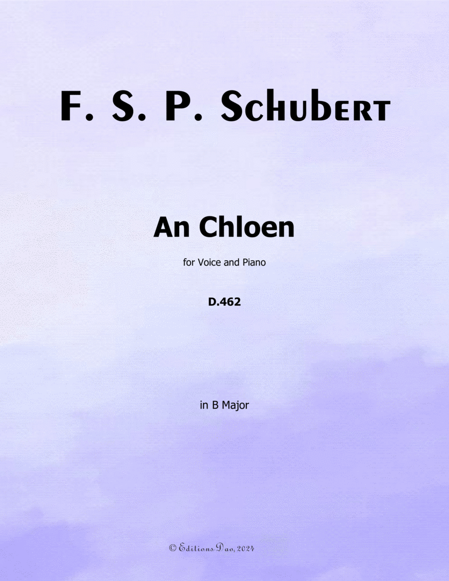 An Chloen, by Schubert, in B Major Voice scores gallery preview page 1