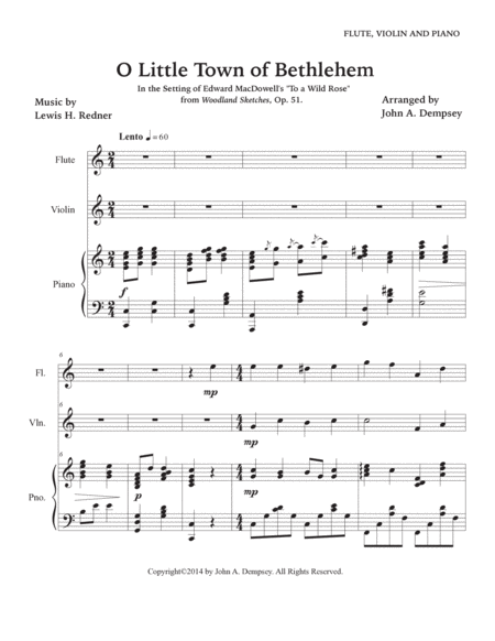 O Little Town of Bethlehem (Trio for Flute, Violin and Piano) image number null