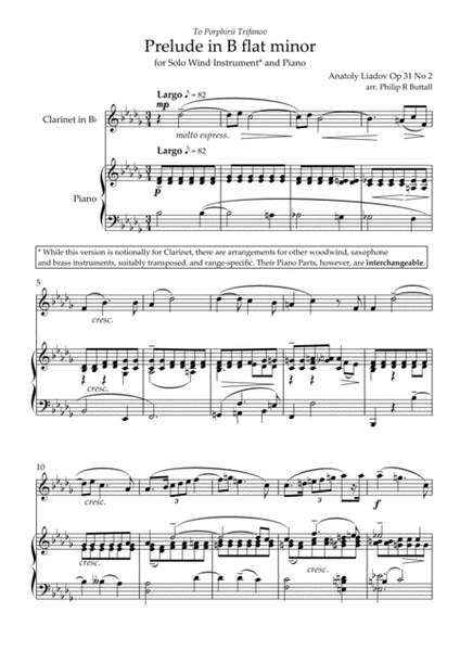 Prelude in B flat minor (Lyadov) [Piano & Solo Instrument] - Score image number null