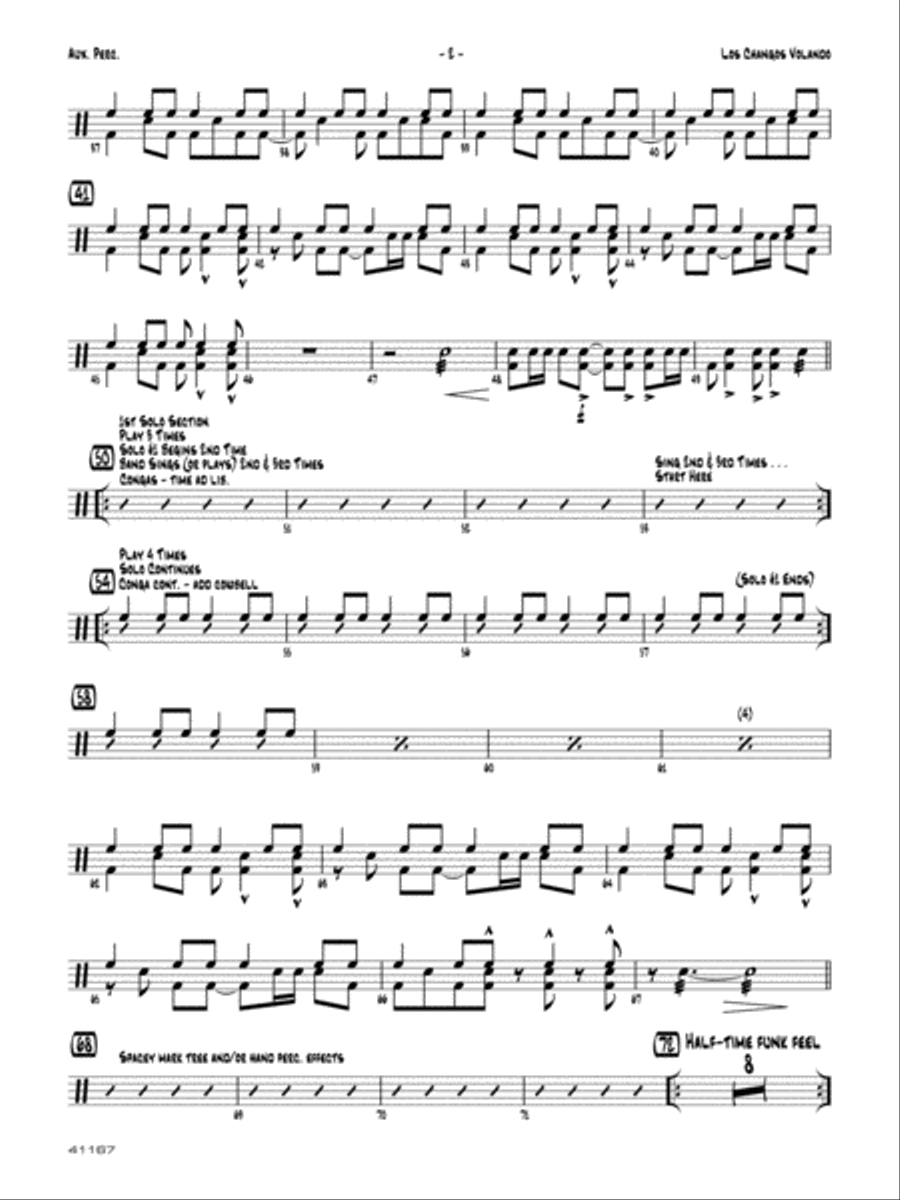 Los changos volando: Auxiliary Percussion Jazz Ensemble scores gallery preview page 2