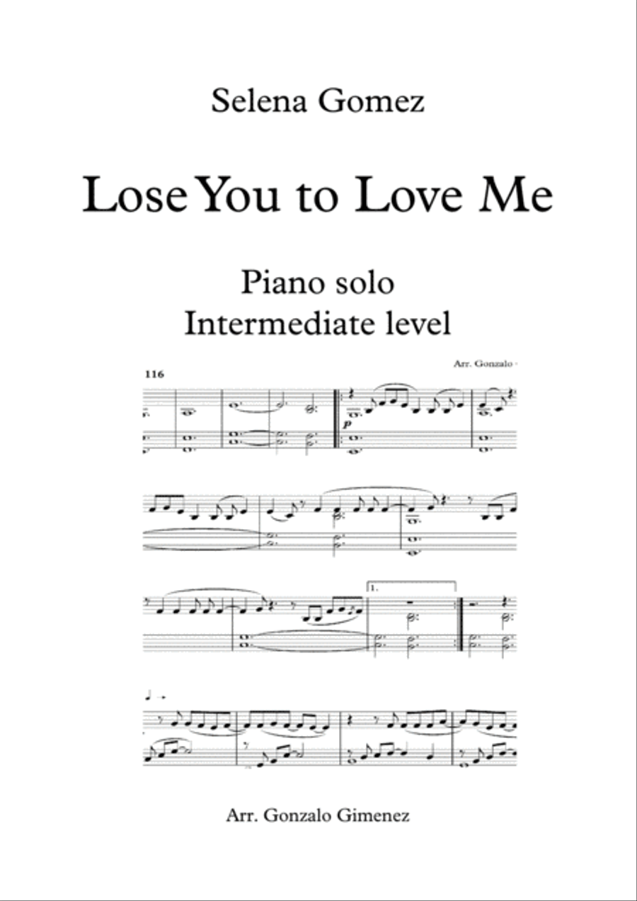 Lose You To Love Me Lose You To Love Me Piano Solo scores gallery preview page 1