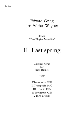 Book cover for Two Elegiac Melodies "II. Last spring" (Edvard Grieg) Brass Quintet arr. Adrian Wagner