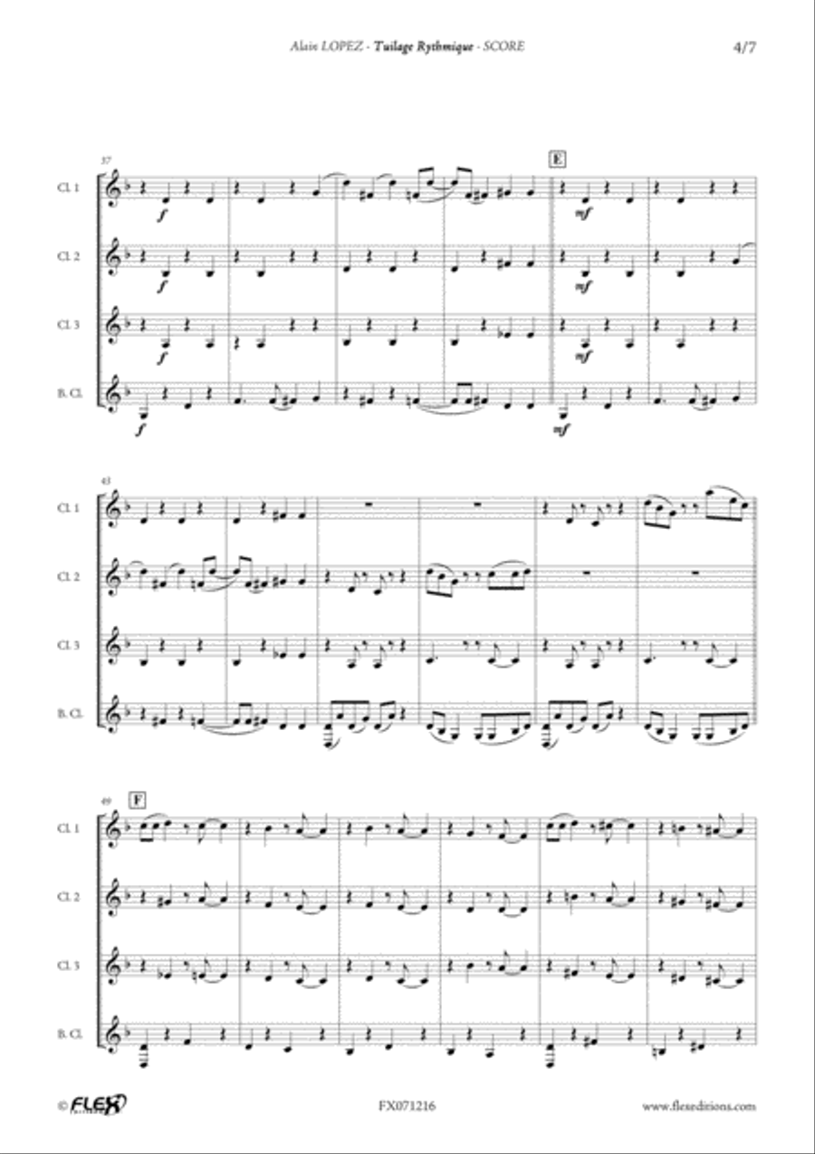 Tuilage Rythmique Clarinet Quartet scores gallery preview page 4