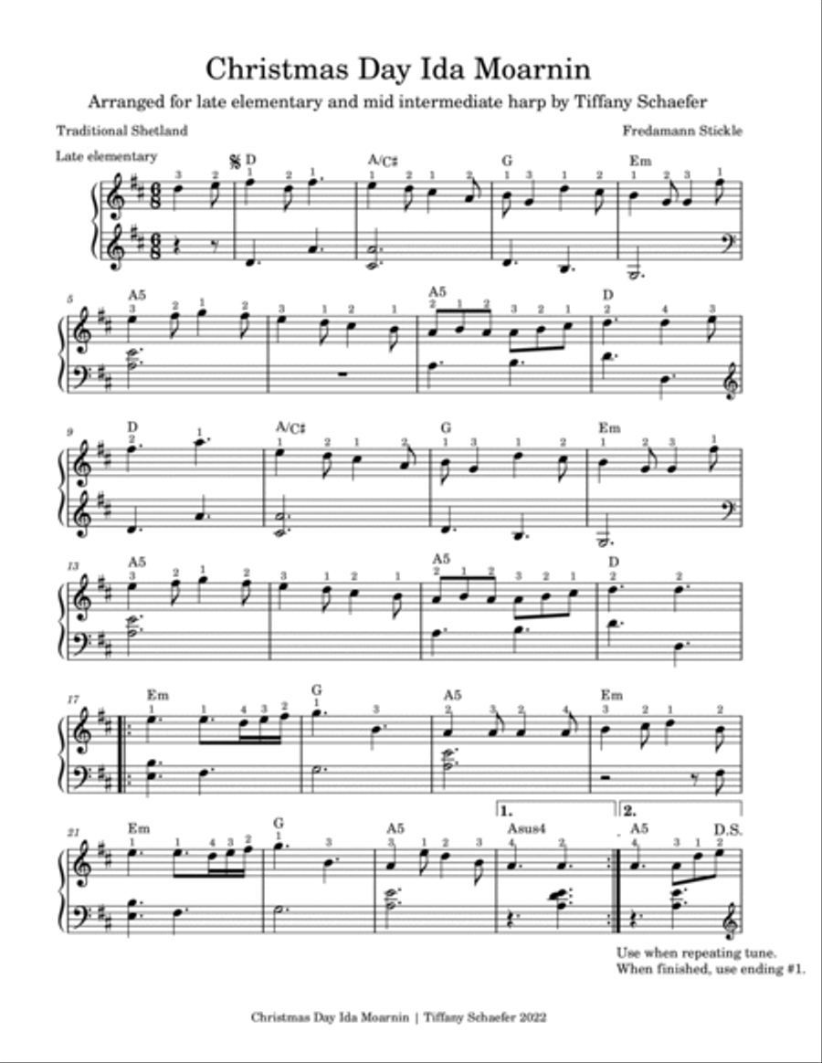 Christmas Day Ida Moarnin Celtic Harp scores gallery preview page 2