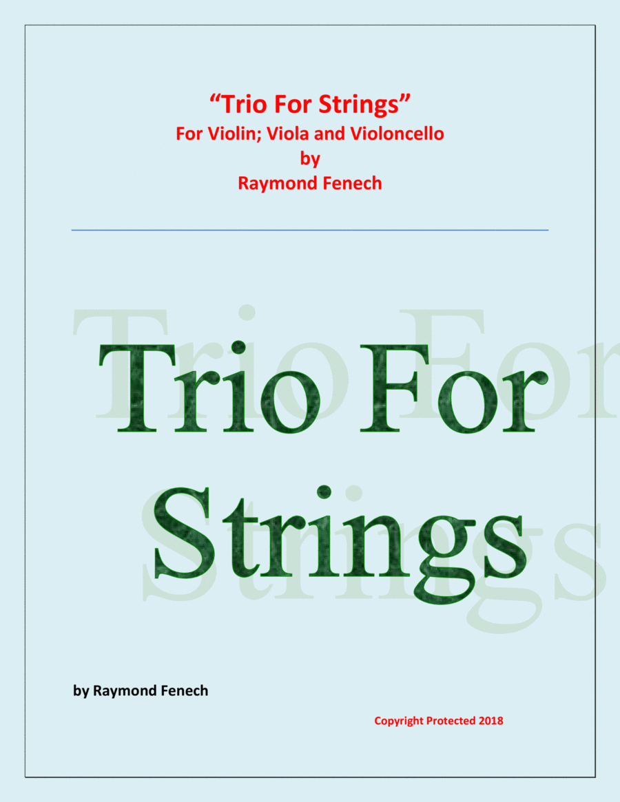 Trio for 3 Strings (Violin, Viola & Cello) - Easy/Beginner String Trio scores gallery preview page 1