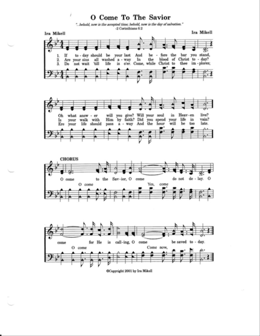 O Come To The Savior 4-Part scores gallery preview page 1
