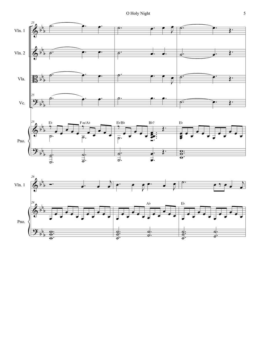 O Holy Night (for String Quartet and Piano) String Quartet scores gallery preview page 6