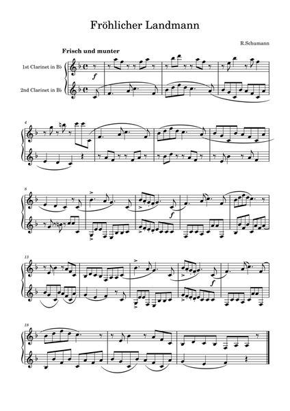 R.Schumann: Fröhlicher Landmann for two clarinets
