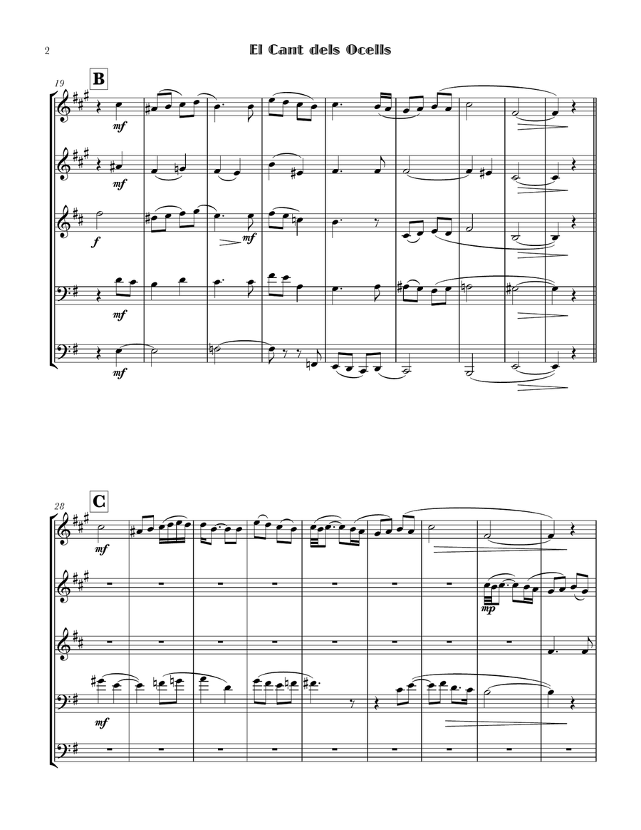 El Cant dels Ocells El Cant dels Ocells Brass Ensemble scores gallery preview page 4