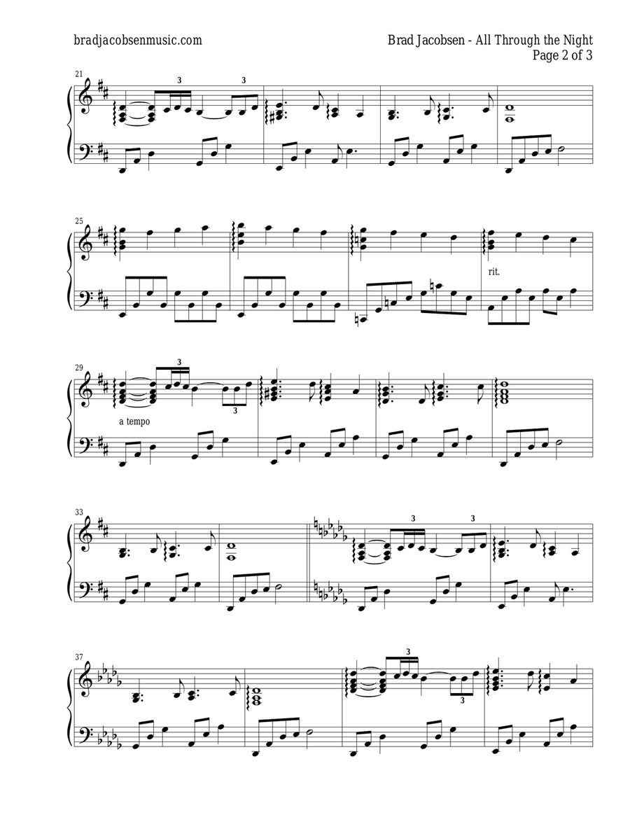 All Through the Night Piano Solo scores gallery preview page 2