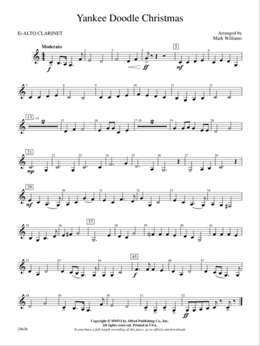Yankee Doodle Christmas: E-flat Alto Clarinet Concert Band scores gallery preview page 1