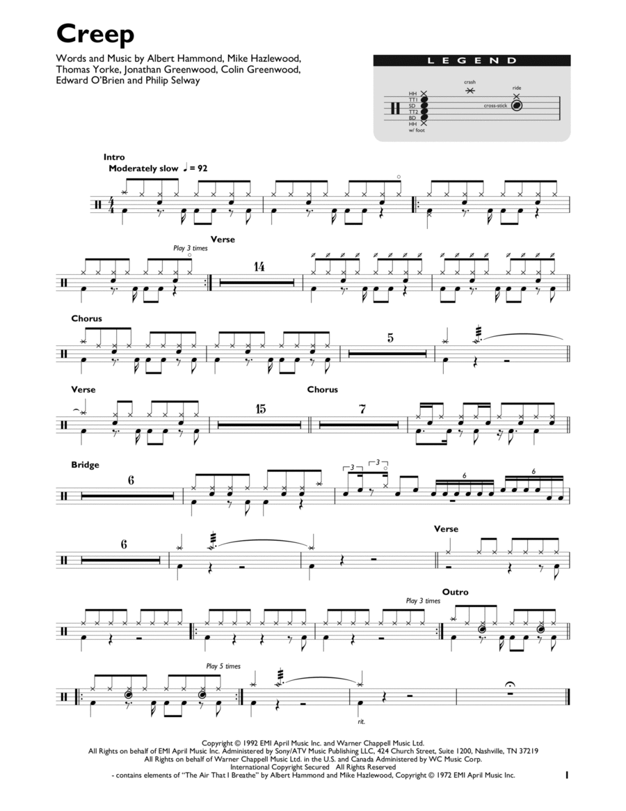 Creep Drum Set scores gallery preview page 1