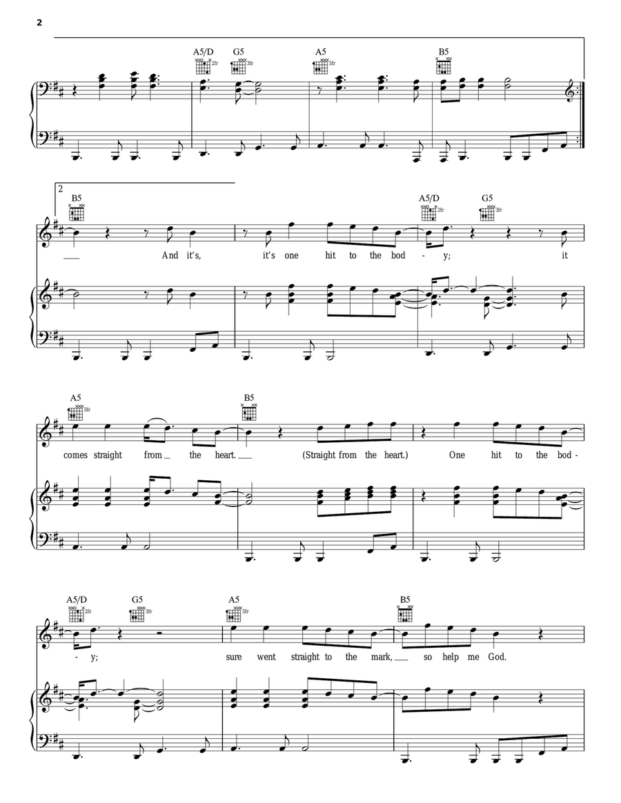 One Hit (To The Body) One Hit (To The Body) Piano, Vocal, Guitar scores gallery preview page 2