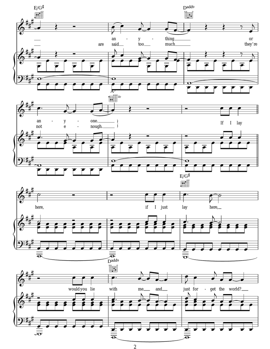 Chasing Cars Piano, Vocal, Guitar scores gallery preview page 2