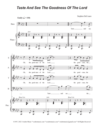 Taste And See The Goodness Of The Lord (Vocal Quartet - (SATB)