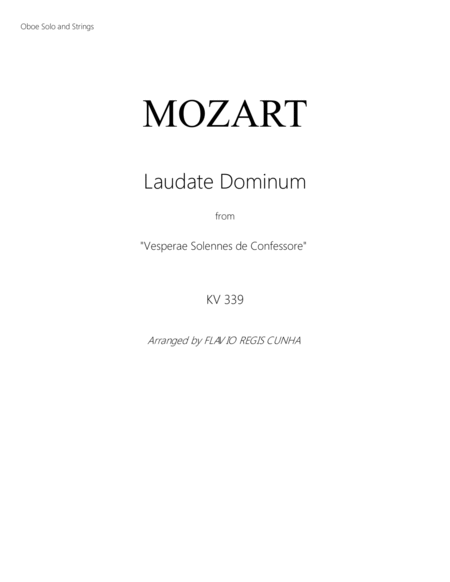 Laudate Dominum - from "Vesperae Solennes de Confessore" (KV. 339) - For Oboe Solo and String Orches image number null