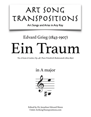Book cover for GRIEG: Ein Traum, Op. 48 no. 6 (transposed to A major)