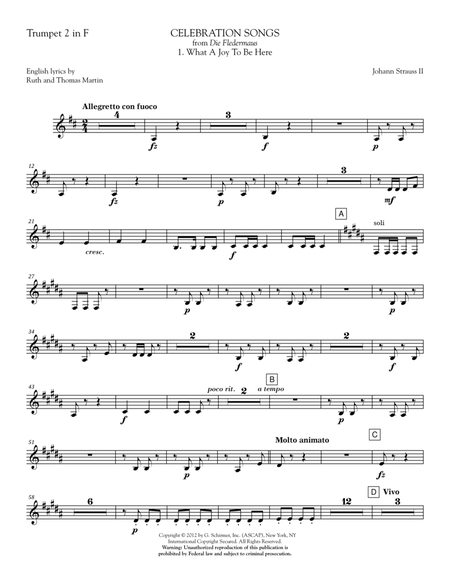 Celebration Songs (from Die Fledermaus) - Trumpet 2 in F