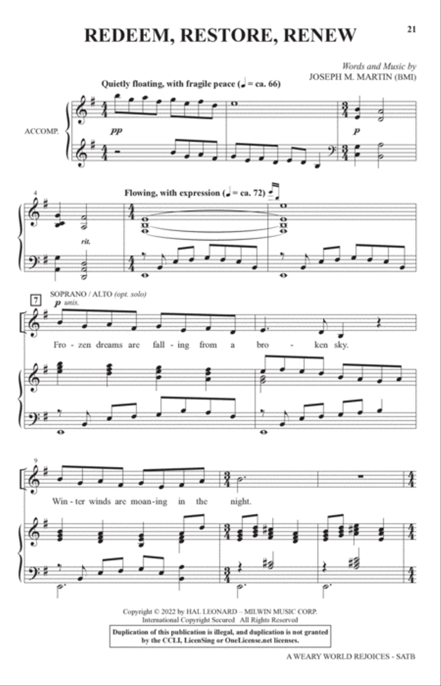 A Weary World Rejoices (A Chamber Cantata For Christmas) 4-Part scores gallery preview page 18
