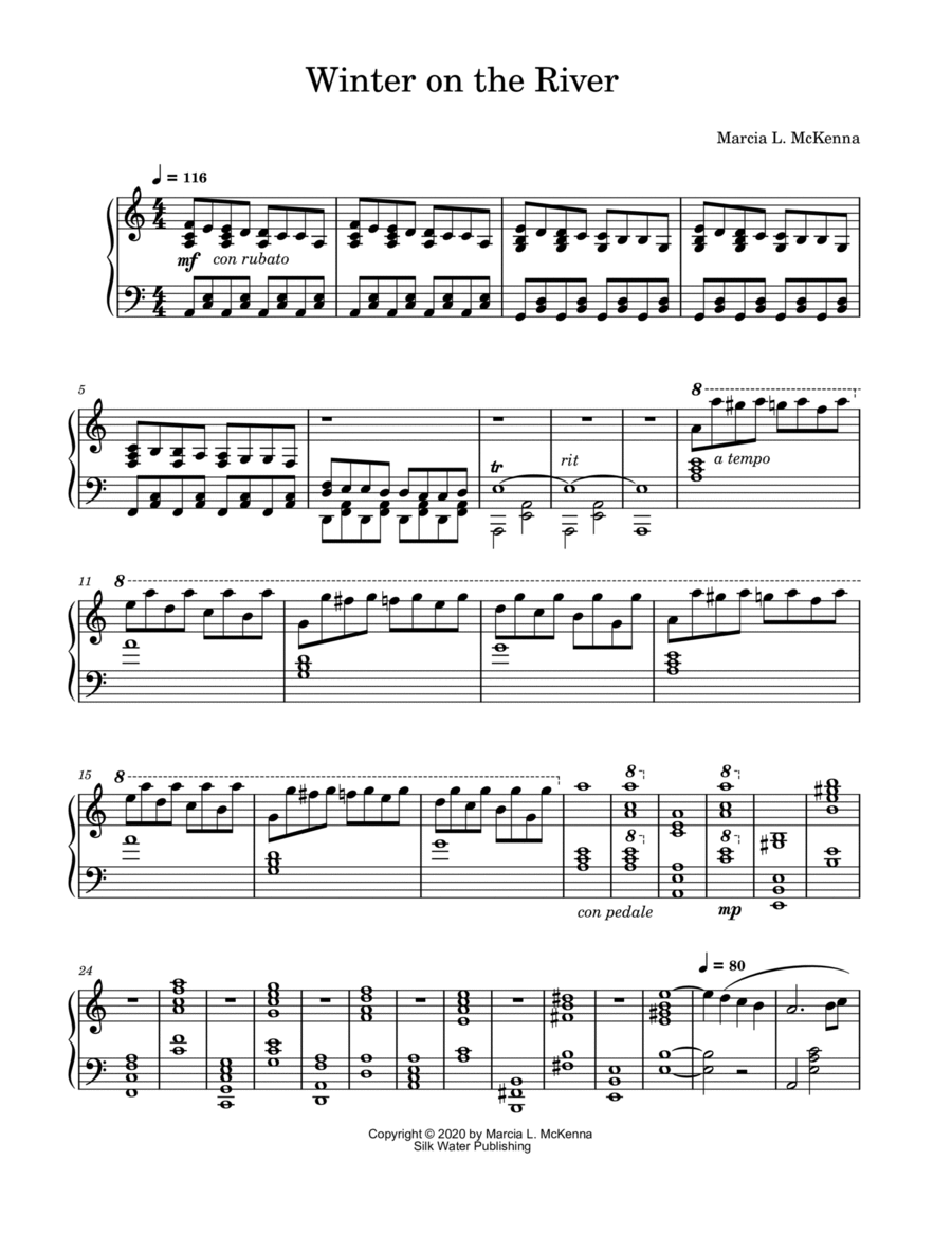 Winter on the River Winter on the River Piano Solo scores gallery preview page 1