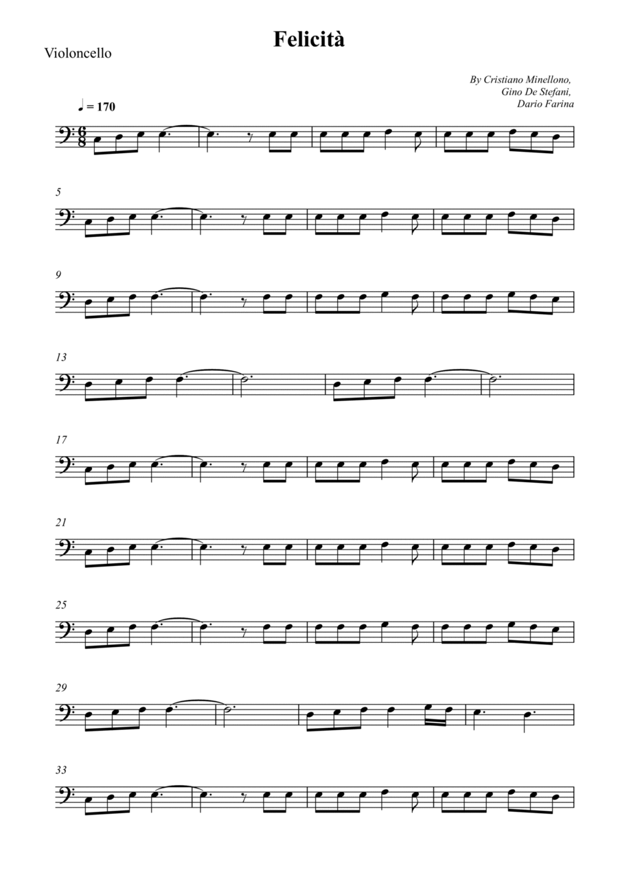 Felicità Cello Solo scores gallery preview page 1