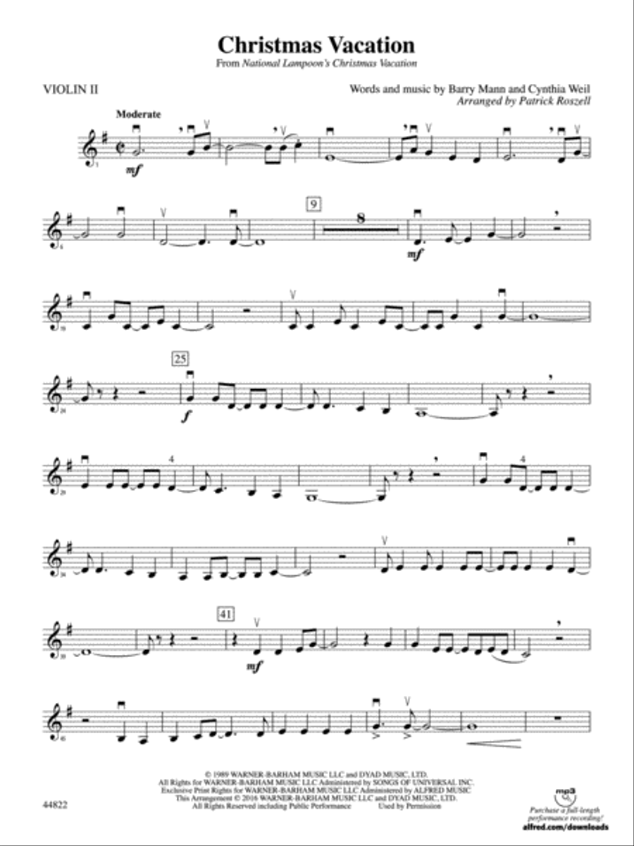 Christmas Vacation: 2nd Violin Full Orchestra scores gallery preview page 1