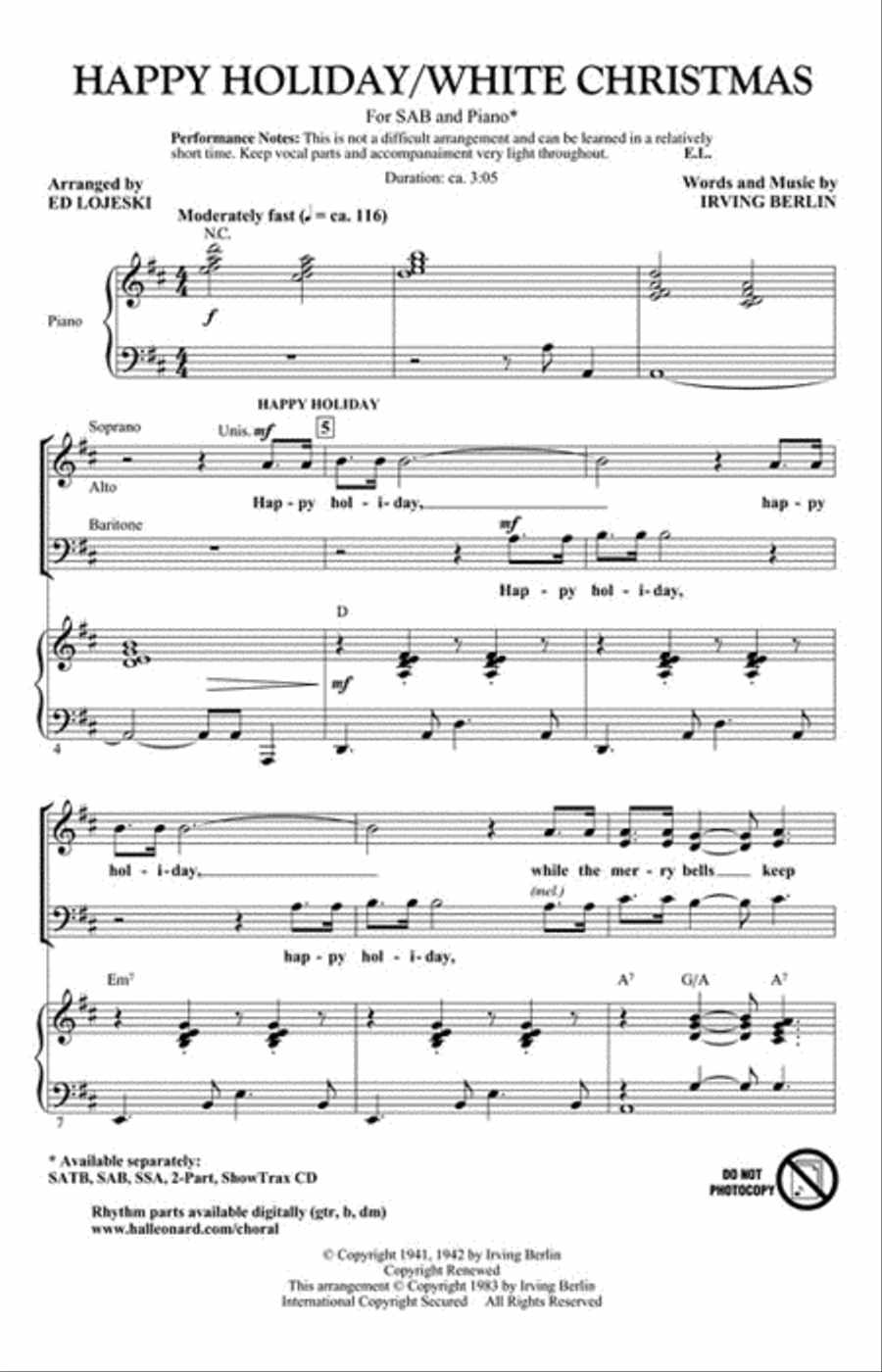 Happy Holiday/White Christmas 3-Part scores gallery preview page 2