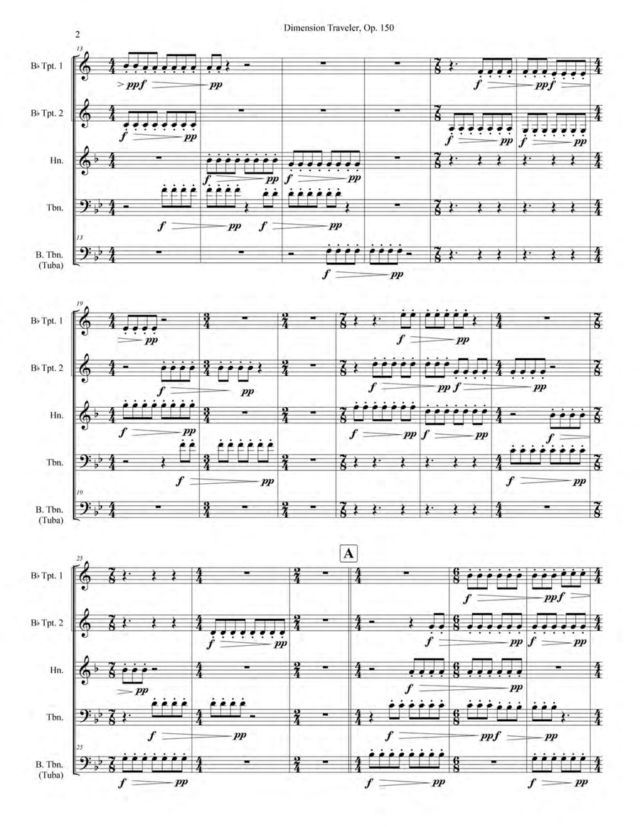 Dimension Traveler, Op. 150 Brass Quintet scores gallery preview page 6