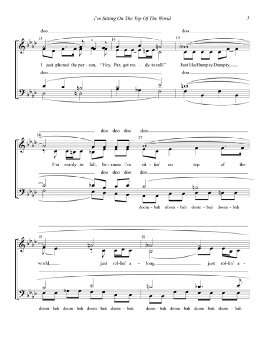 I'm Sitting On Top Of The World (arr. Boston Consort) 4-Part scores gallery preview page 3