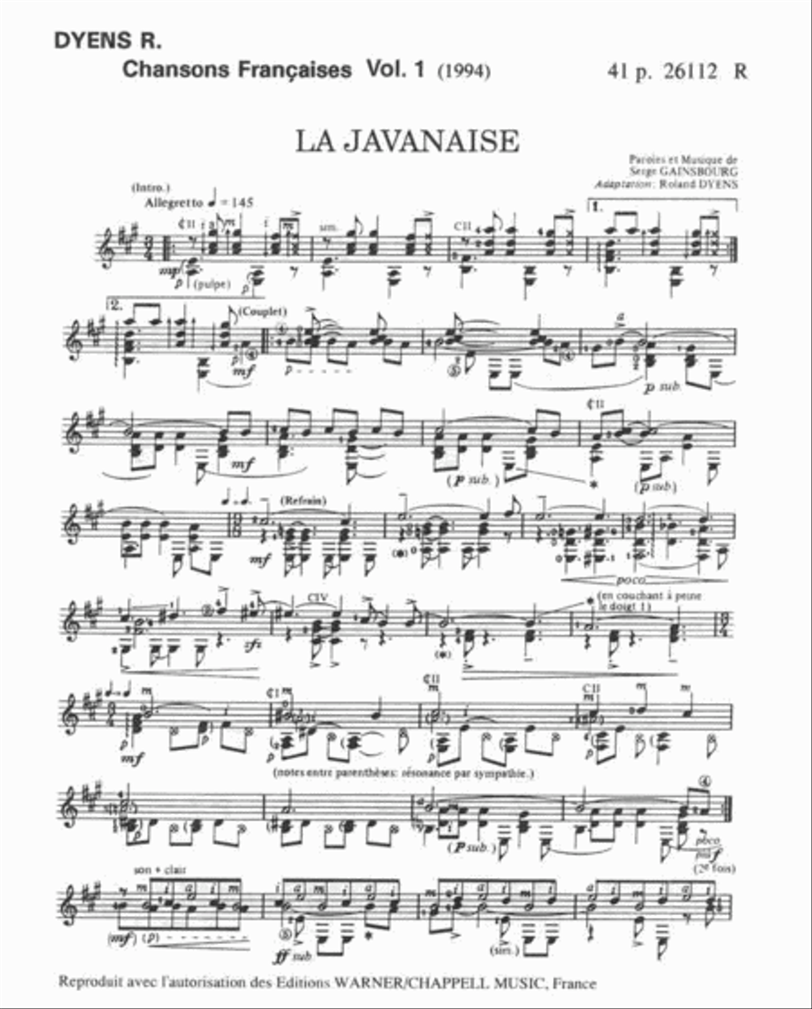 Chansons francaises - Volume 1 Acoustic Guitar scores gallery preview page 2