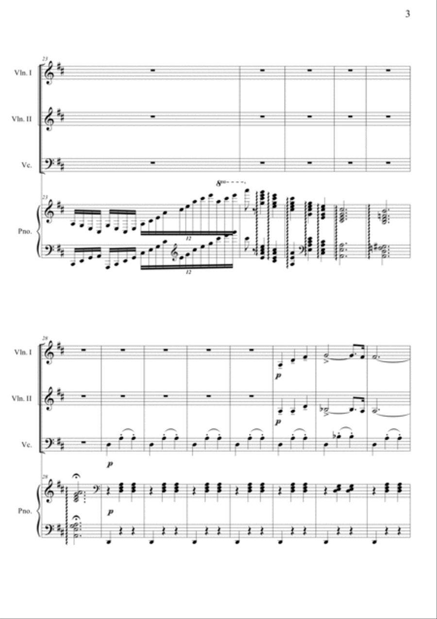 Nutcracker Op.71a - Waltz of the Flowers Piano Quartet scores gallery preview page 3