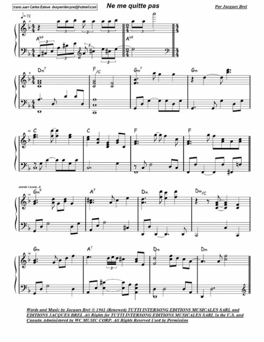 Ne Me Quitte Pas String Duet scores gallery preview page 1
